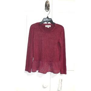 Ten Sixty Sherman Girls Dolby Ruffle Back & Hem Long Sleeve Brushed Knit Pink 5